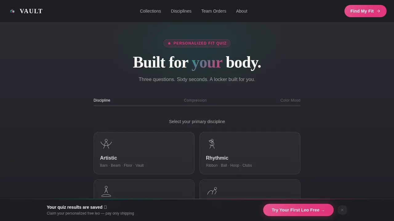 Leap — Premium Gymnastics Apparel Landing Page Template