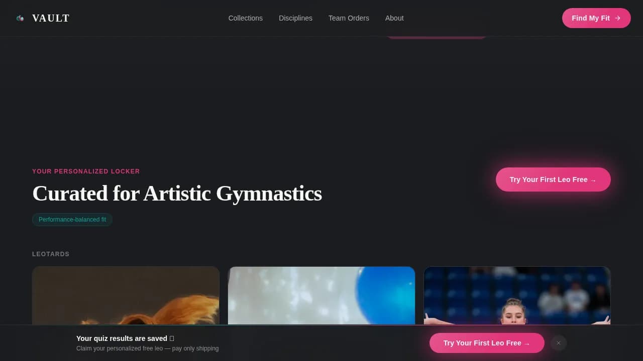 Leap — Premium Gymnastics Apparel Landing Page Template