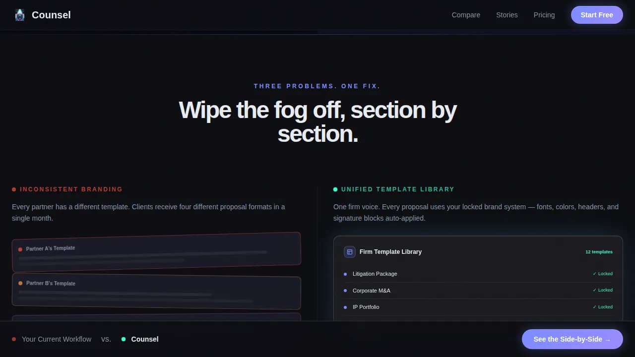 Counsel — Intelligent Legal Practice Landing Page Template