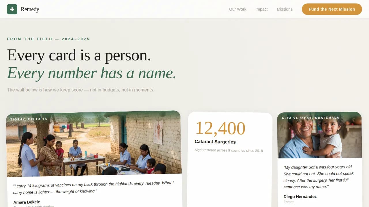 Remedy - Humanitarian Healthcare Access NGO Landing Page Template