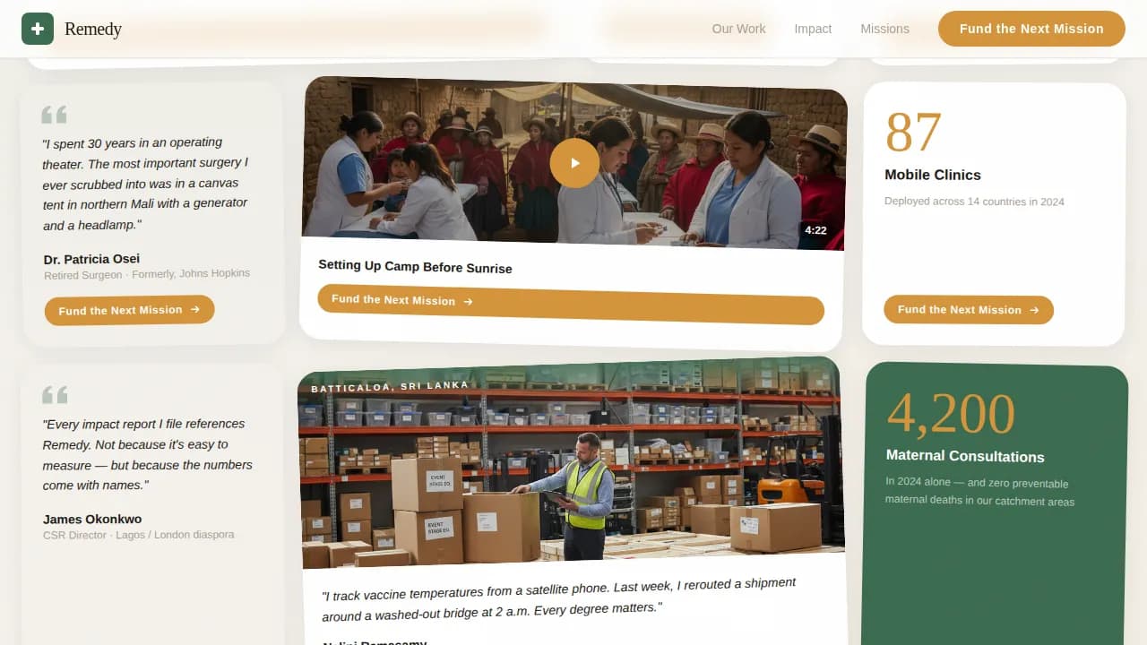 Remedy - Humanitarian Healthcare Access NGO Landing Page Template