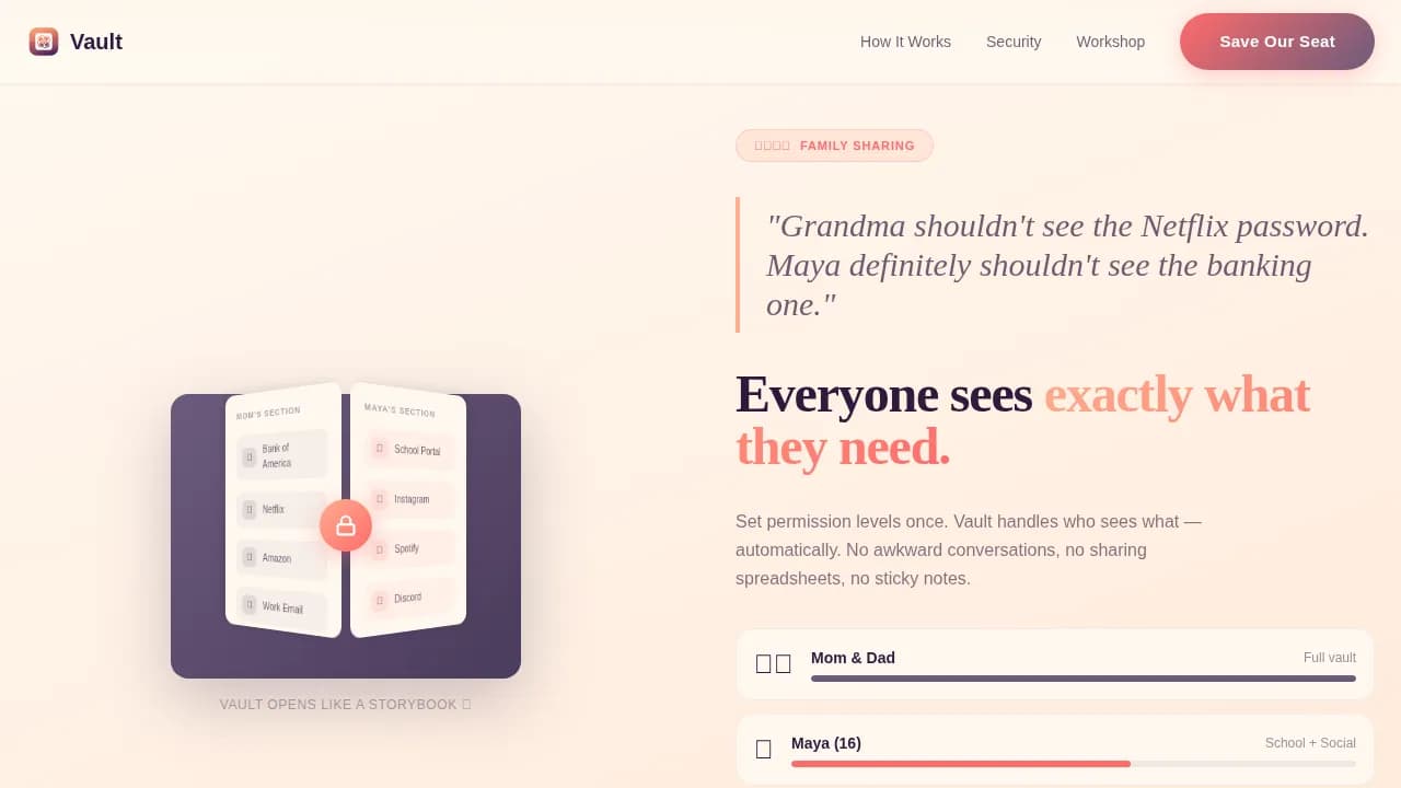 Fortress — Family Password Manager Landing Page Template