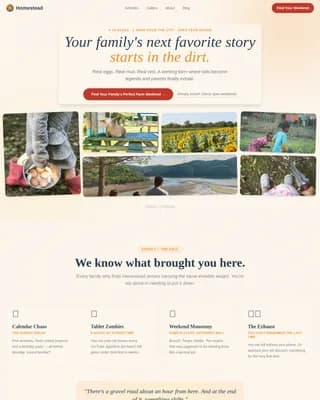 Family Travel & Experience Reviews & Social Proof Website Template