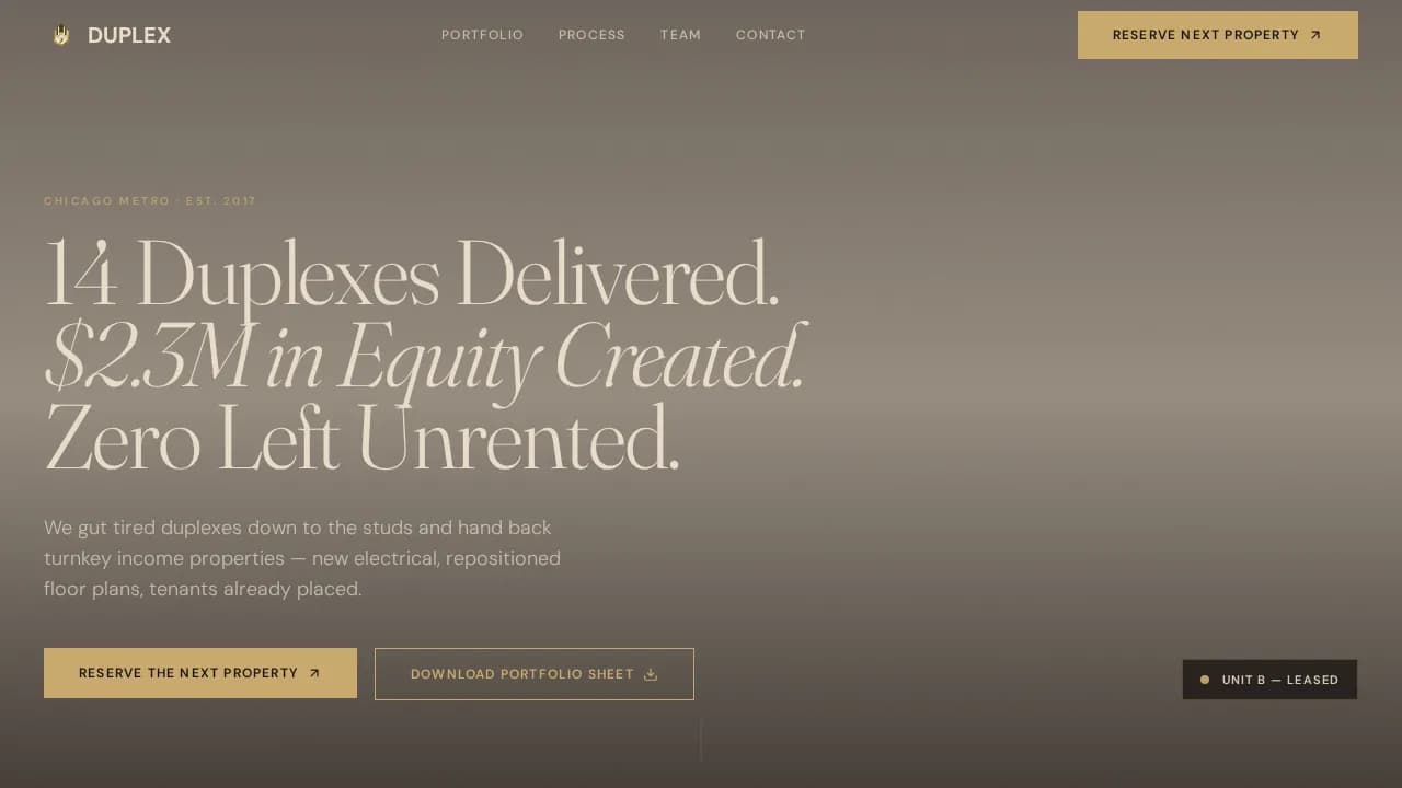 Duplex & Multi-Family Real Estate Portfolio Website Template
