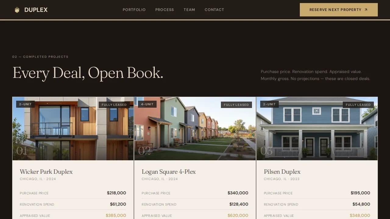 Duplex & Multi-Family Real Estate Portfolio Website Template