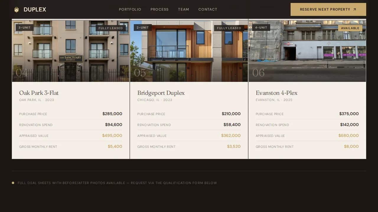 Duplex & Multi-Family Real Estate Portfolio Website Template