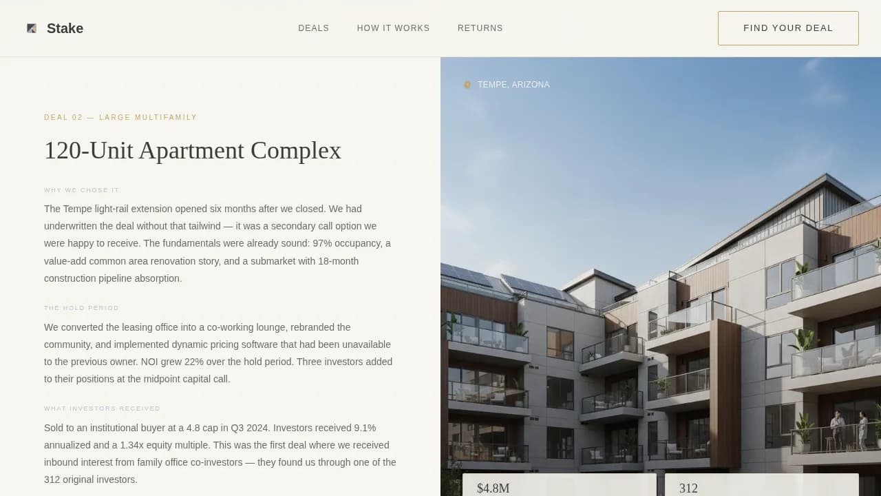 Stake — Accessible Property Investment Landing Page Template