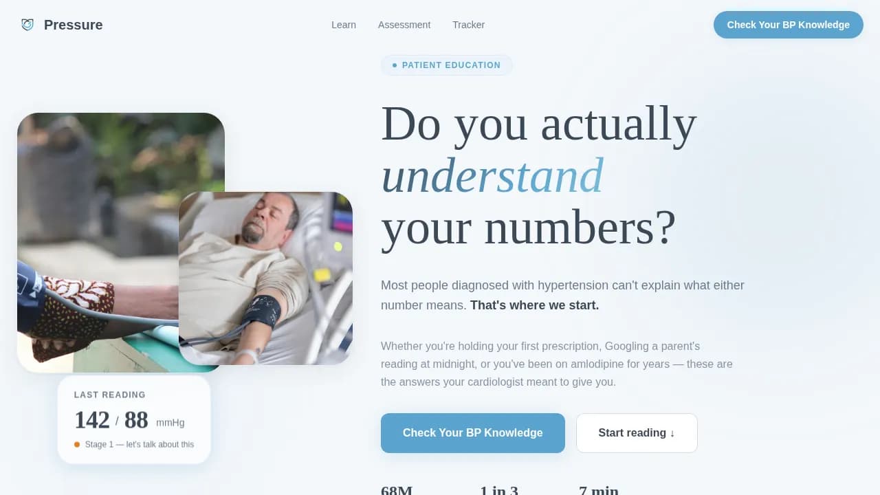 Pressure — Clinical Hypertension Education Landing Page Template