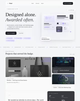 Pixel — Professional Freelance Design Landing Page Template