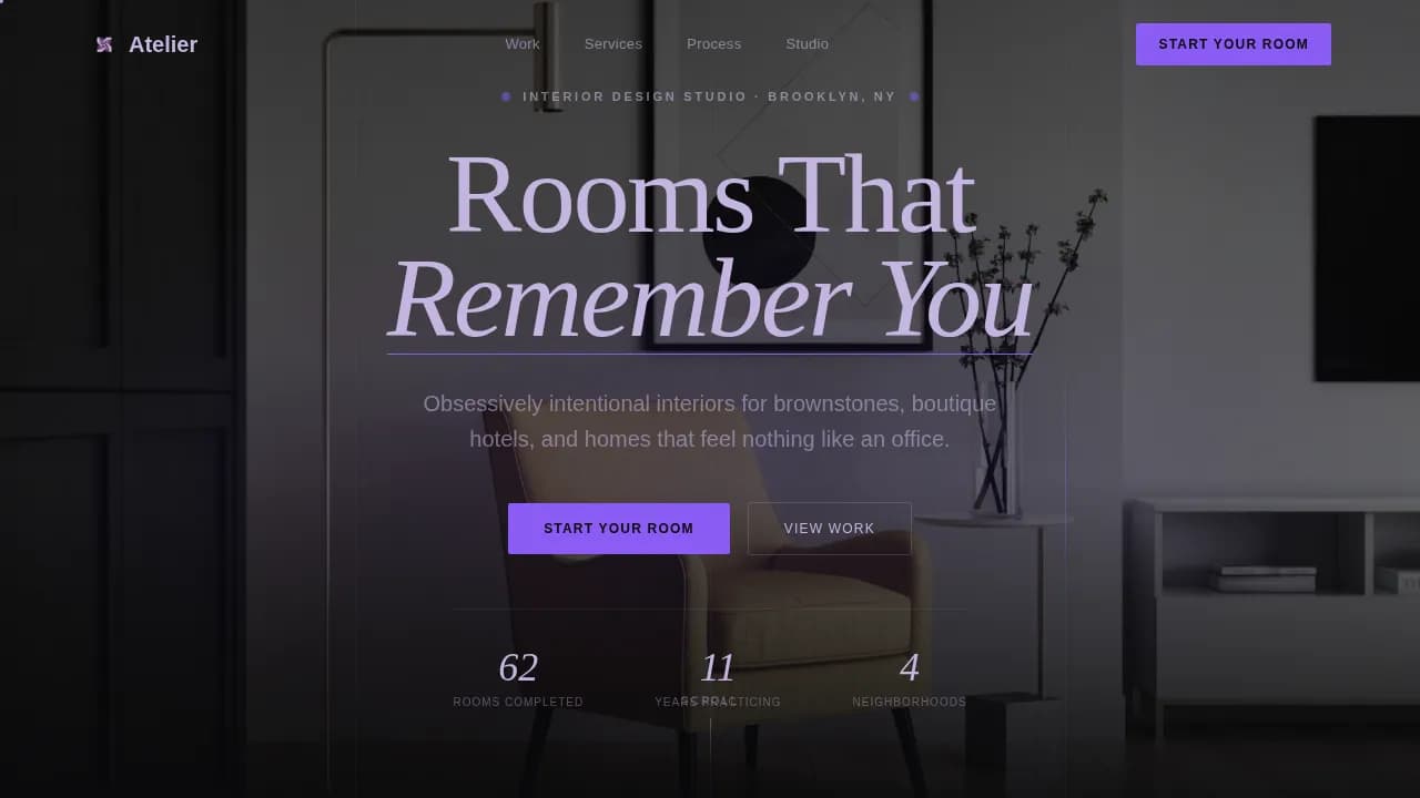Atelier — Stunning Interior Design Portfolio Landing Page Template