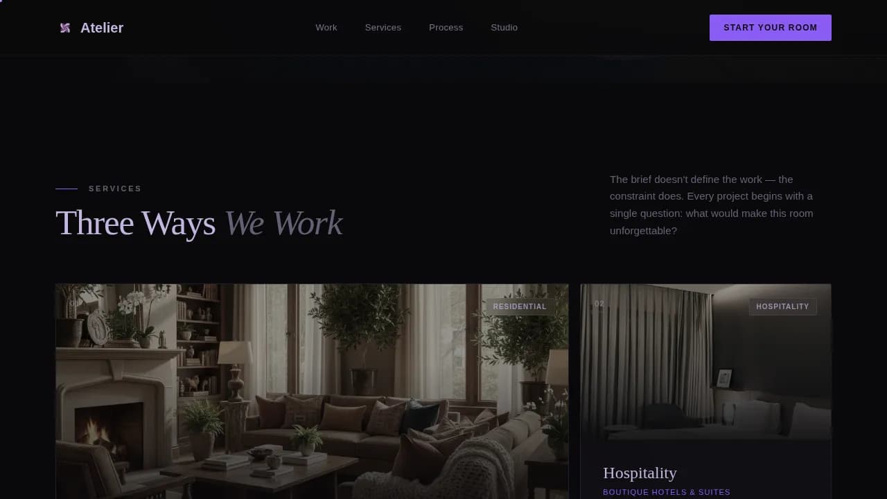 Atelier — Stunning Interior Design Portfolio Landing Page Template