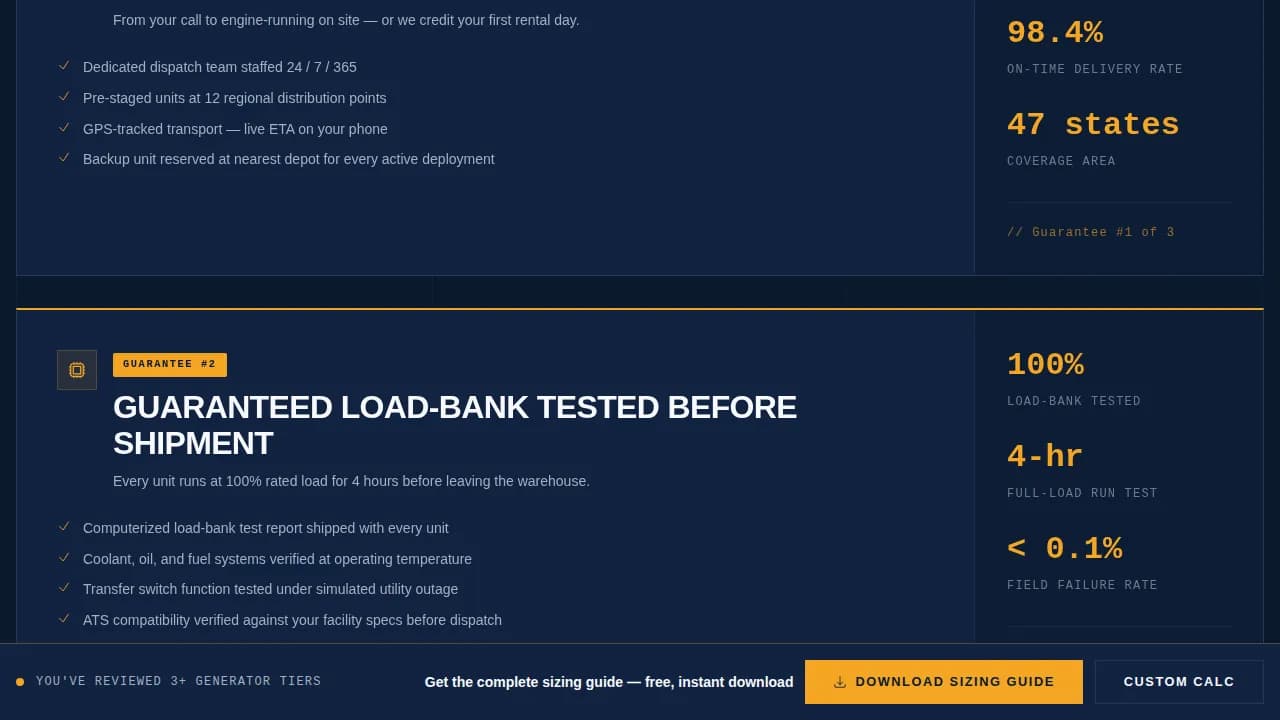 Genset — Reliable Backup Power Landing Page Template