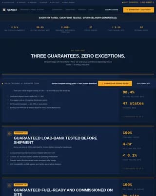 Genset — Reliable Backup Power Landing Page Template