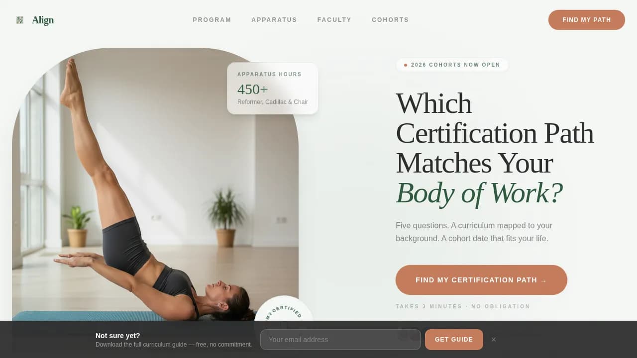Specialist Pilates Fitness Blog & Content Website Template