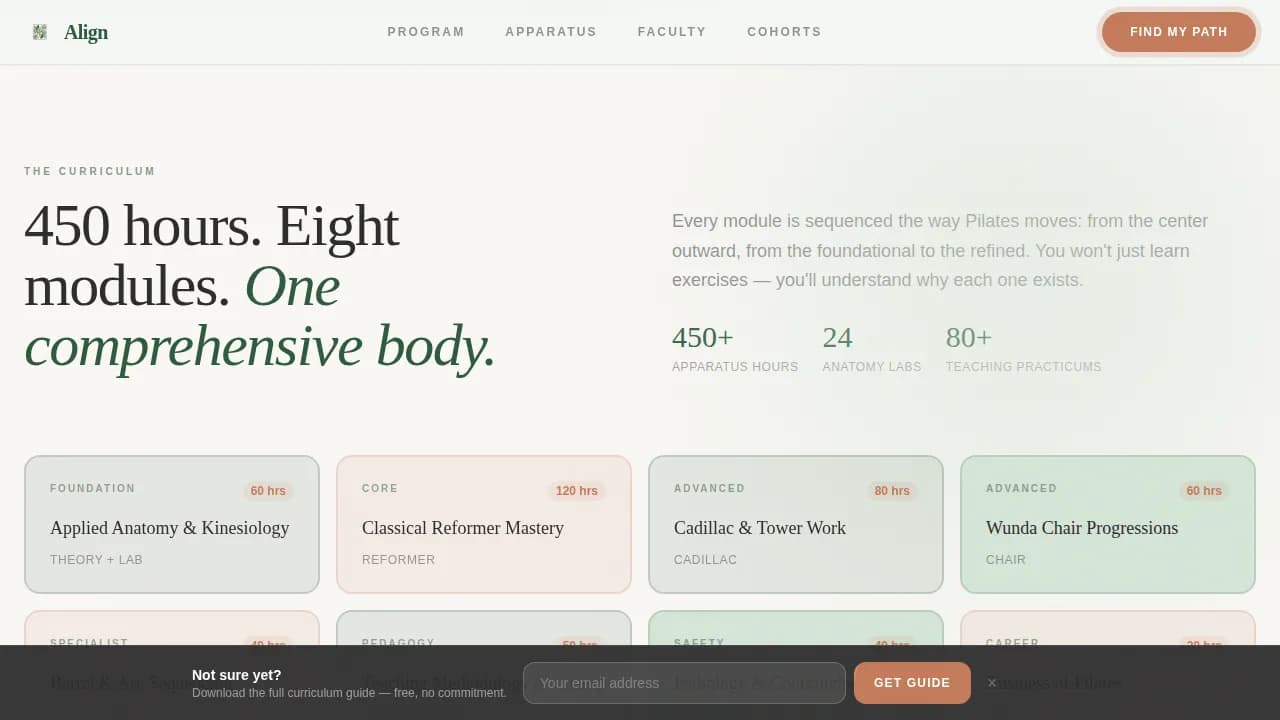 Specialist Pilates Fitness Blog & Content Website Template