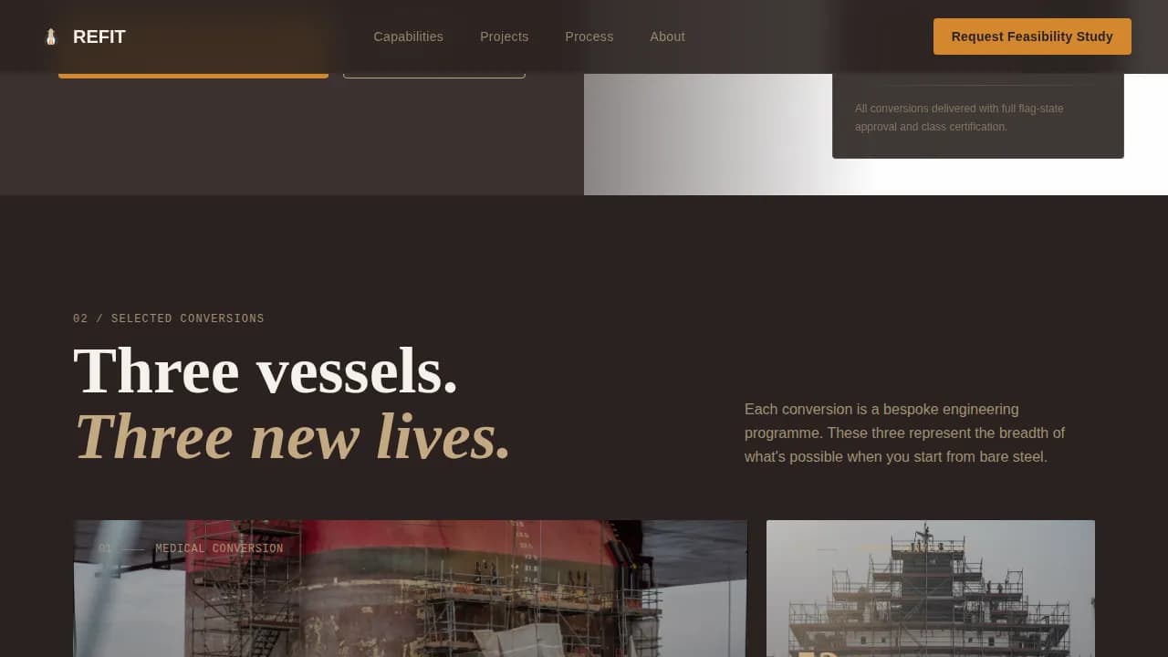 Transform — Expert Vessel Conversion Landing Page Template