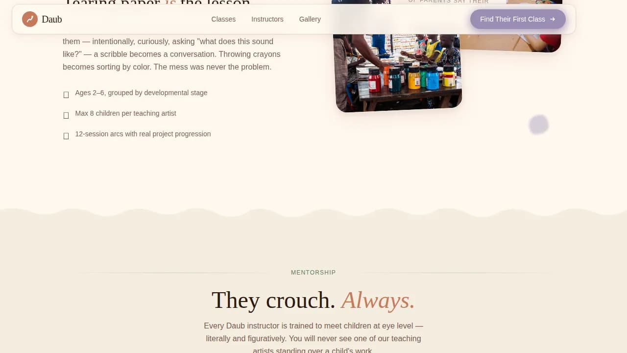Daub — Creative Kids Art Class Landing Page Template