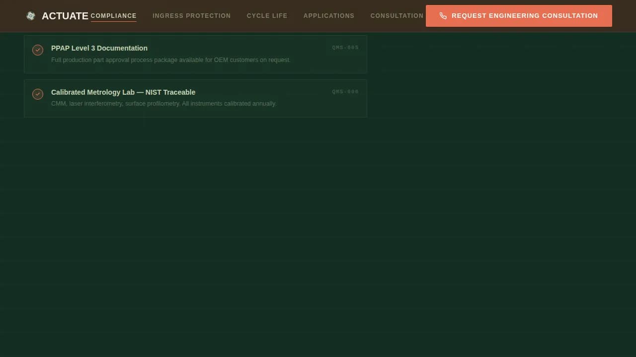 Engineer — Precision Industrial Actuator Landing Page Template
