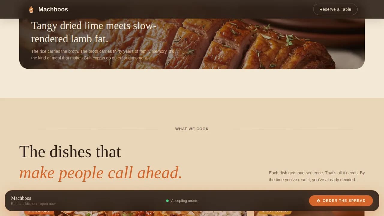 Middle Eastern Cuisine & Dining Pricing Website Template