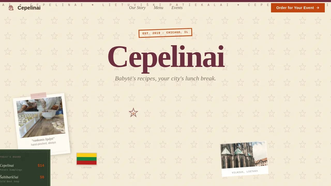 Cepelinai — Baltic Food Truck Landing Page Template