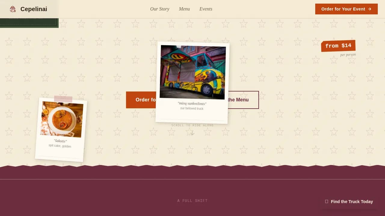 Cepelinai — Baltic Food Truck Landing Page Template