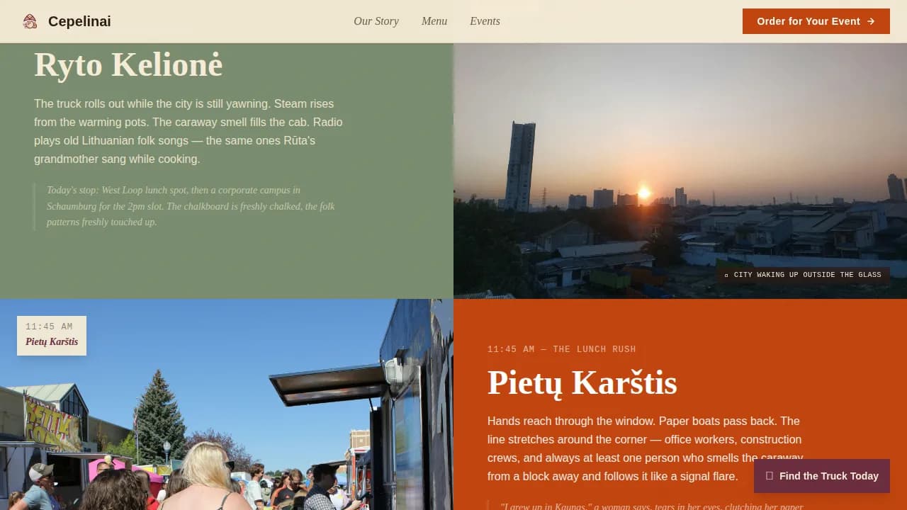 Cepelinai — Baltic Food Truck Landing Page Template