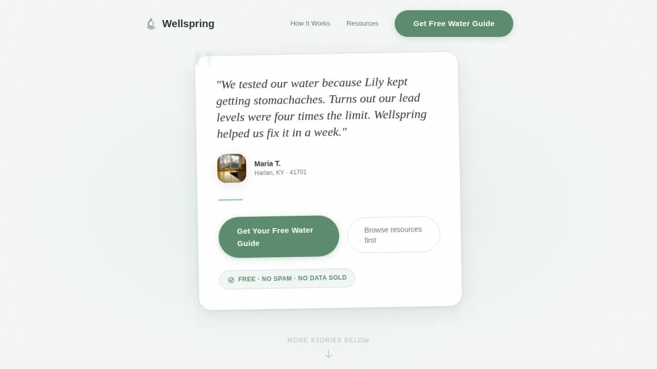 Clean Water Nonprofit Reviews & Social Proof Website Template