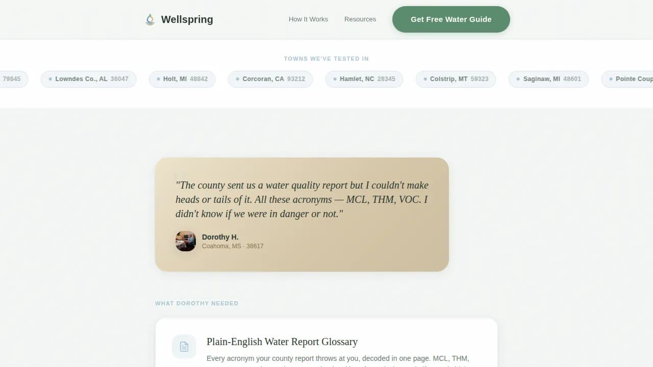 Clean Water Nonprofit Reviews & Social Proof Website Template
