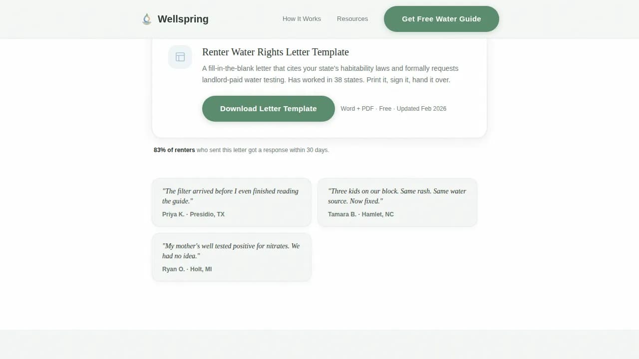 Clean Water Nonprofit Reviews & Social Proof Website Template