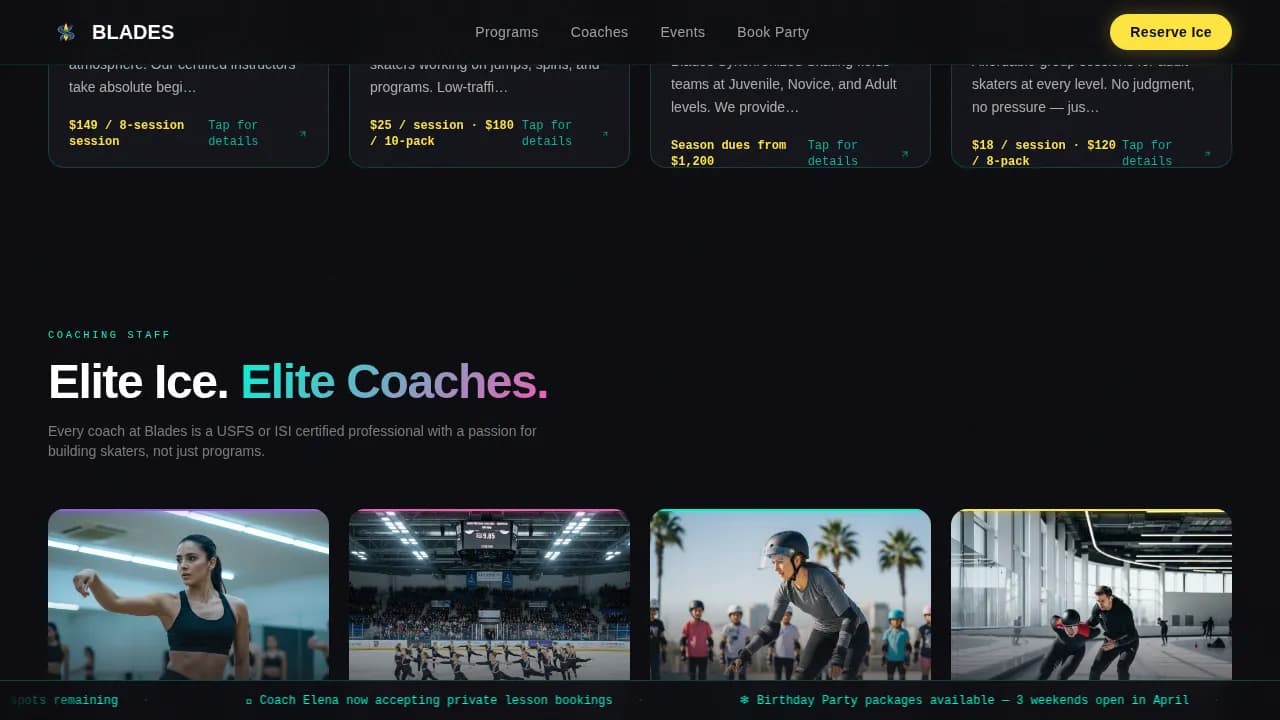 Figure Skating Pre-Launch & Coming Soon Website Template