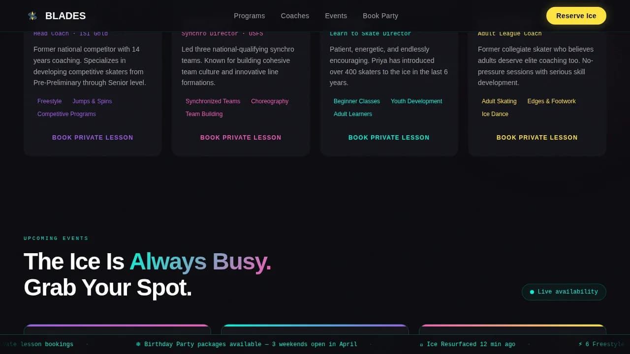 Figure Skating Pre-Launch & Coming Soon Website Template
