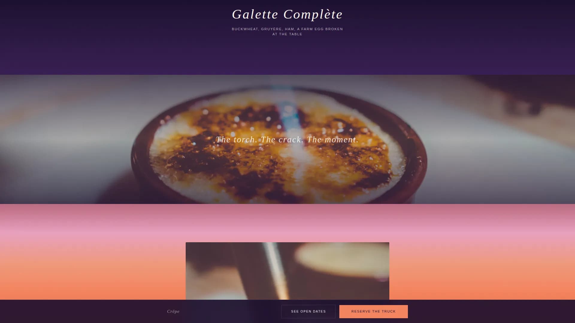 Crêpe - Luxe French Food Truck Booking Landing Page Template