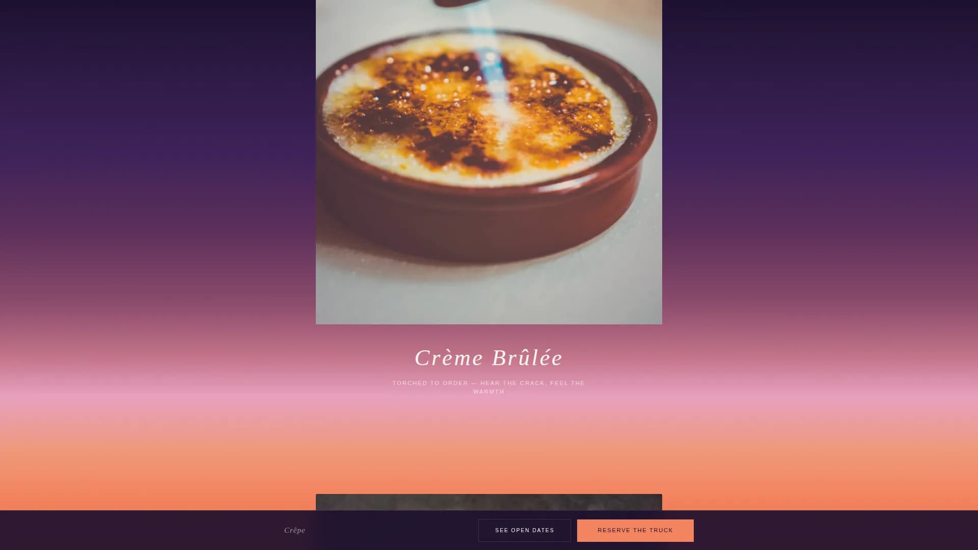 Crêpe - Luxe French Food Truck Booking Landing Page Template