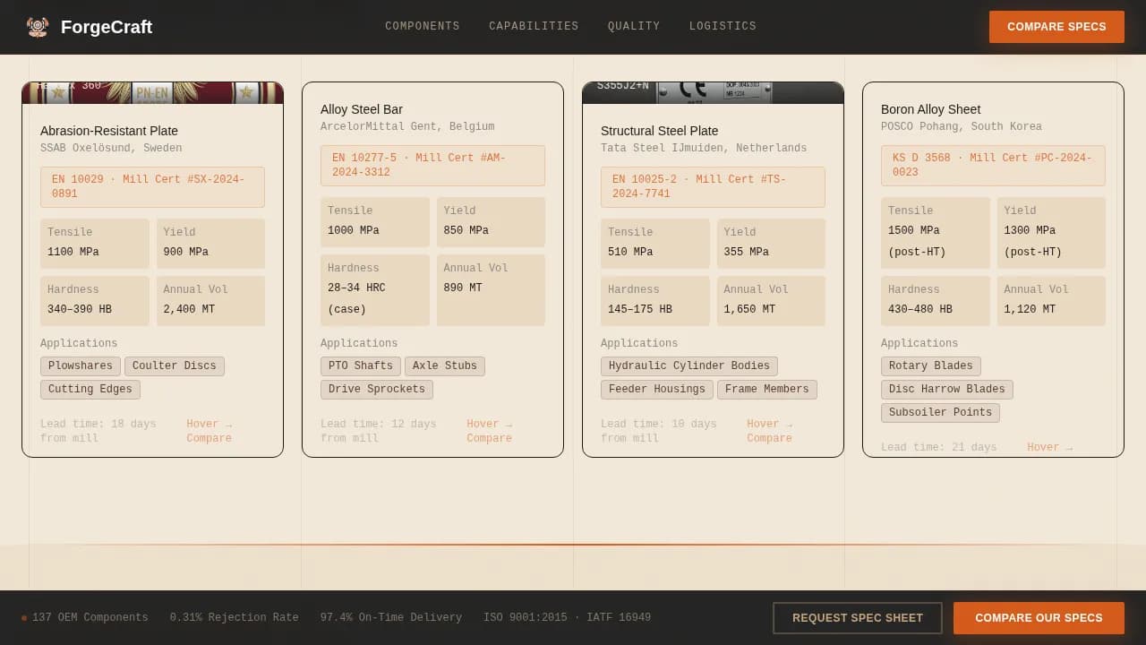 Specialist Agricultural Equipment Manufacturing Comparison Website Template