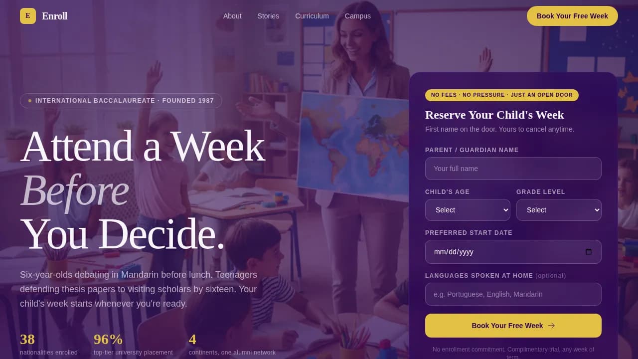 School (K-12) Booking Website Template