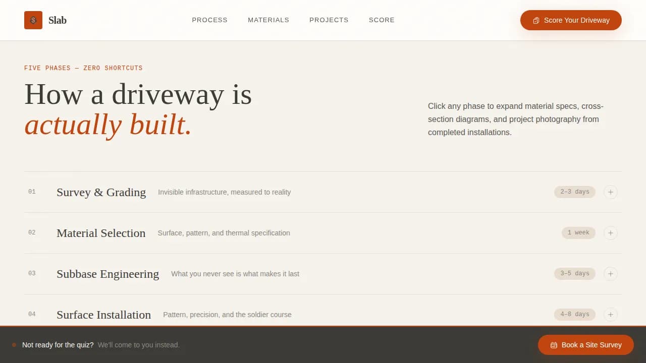 Driveway Renovation Booking Website Template