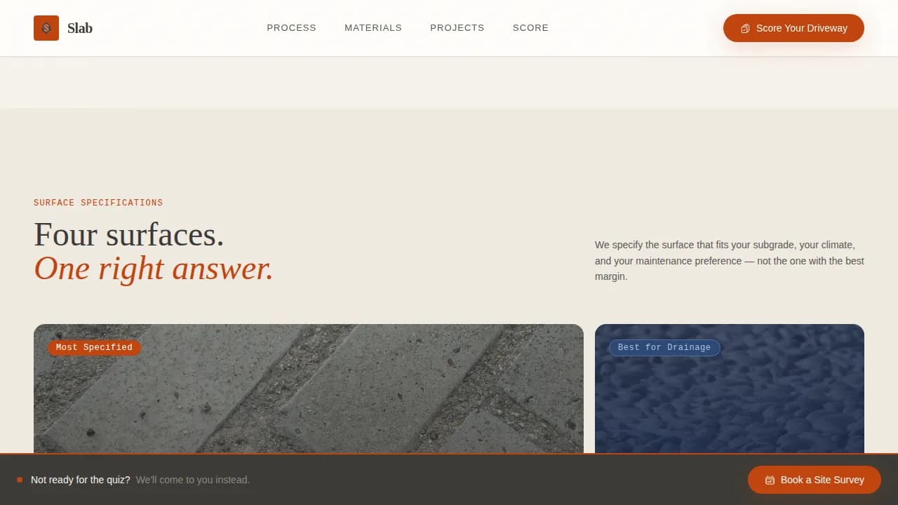 Driveway Renovation Booking Website Template
