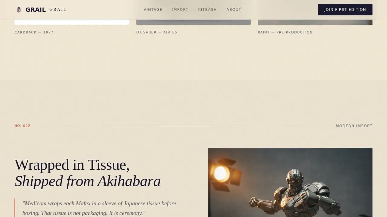 Trophy — Premium Action Figure Marketplace Landing Page Template