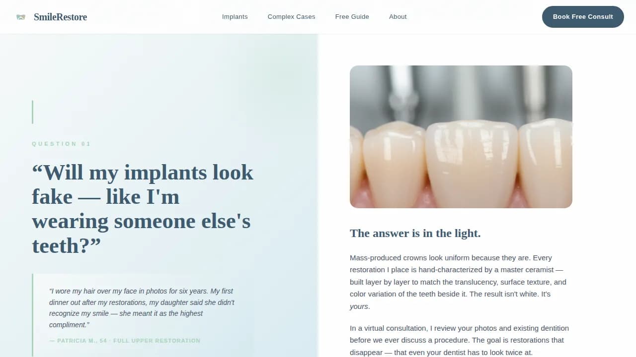 Prosthodontist Booking Website Template
