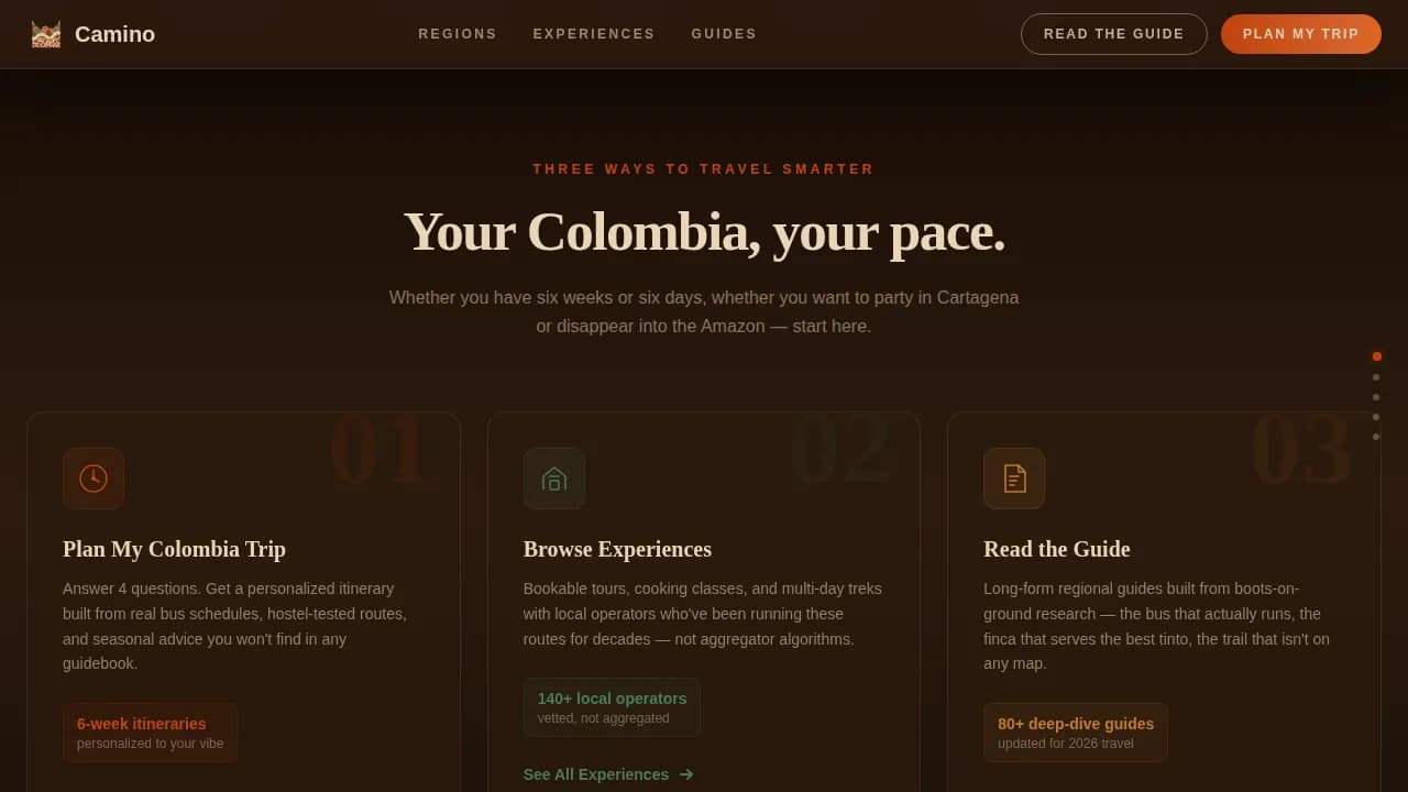 Colombia Travel Booking Website Template