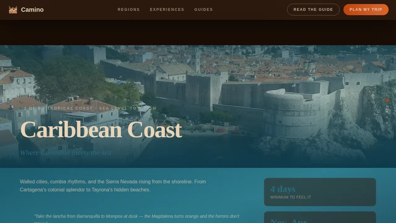 Colombia Travel Booking Website Template