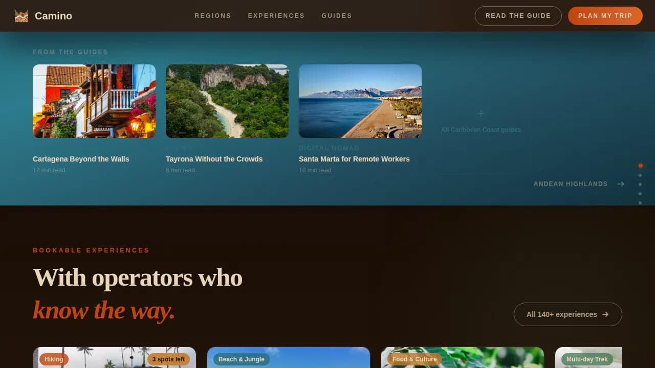Colombia Travel Booking Website Template