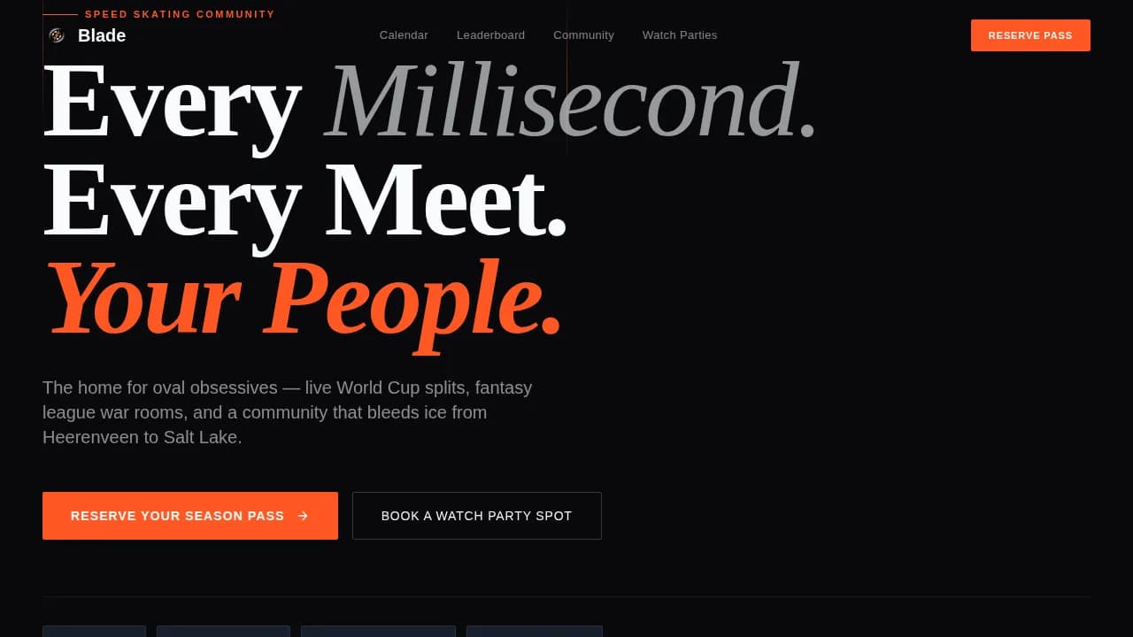 Speed Skating Booking Website Template