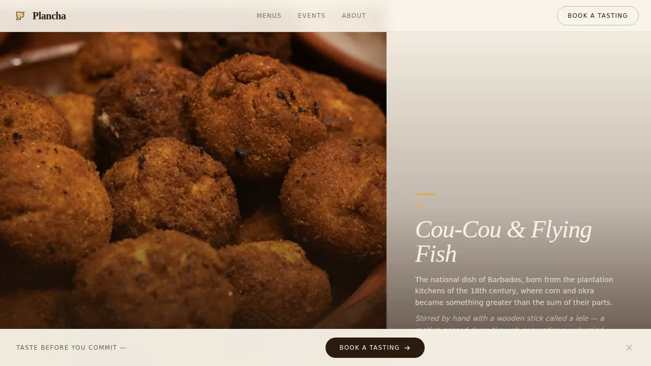 Plancha - Luxe Barbadian Catering Landing Page Template