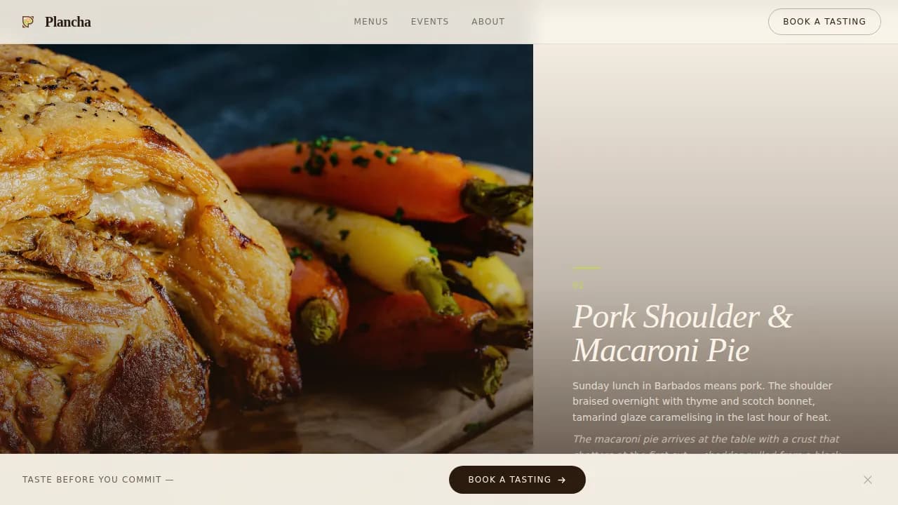 Plancha - Luxe Barbadian Catering Landing Page Template