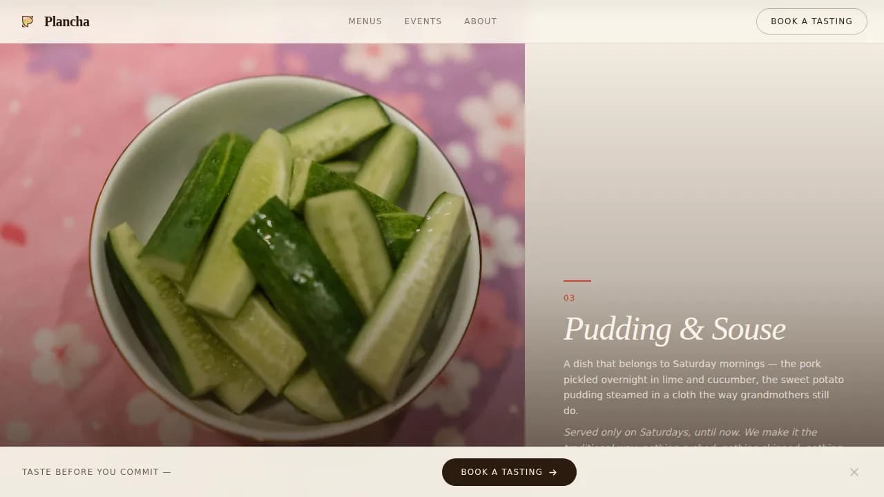 Plancha - Luxe Barbadian Catering Landing Page Template