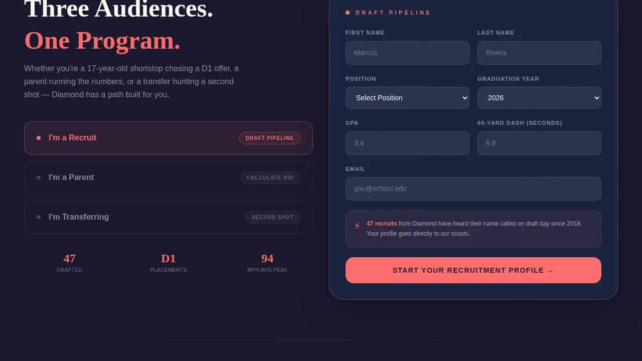 Baseball Leagues Careers Website Template
