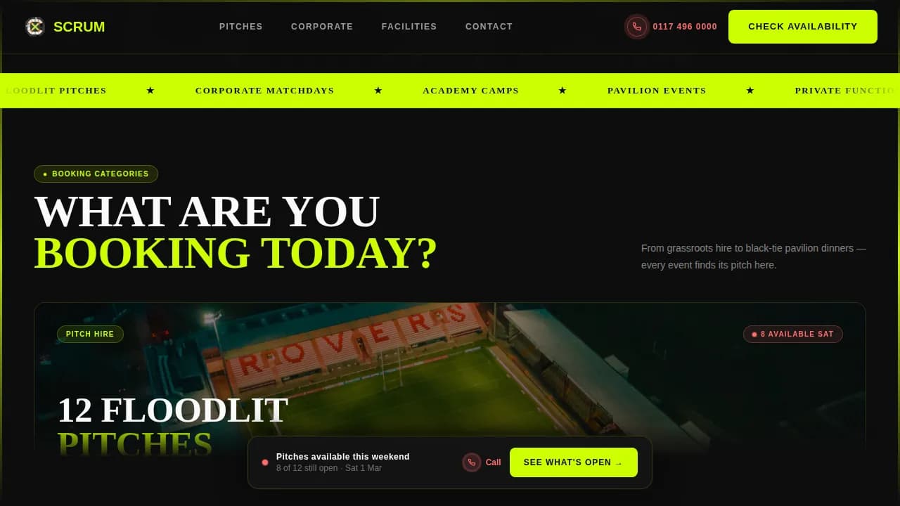 Rugby Booking Website Template