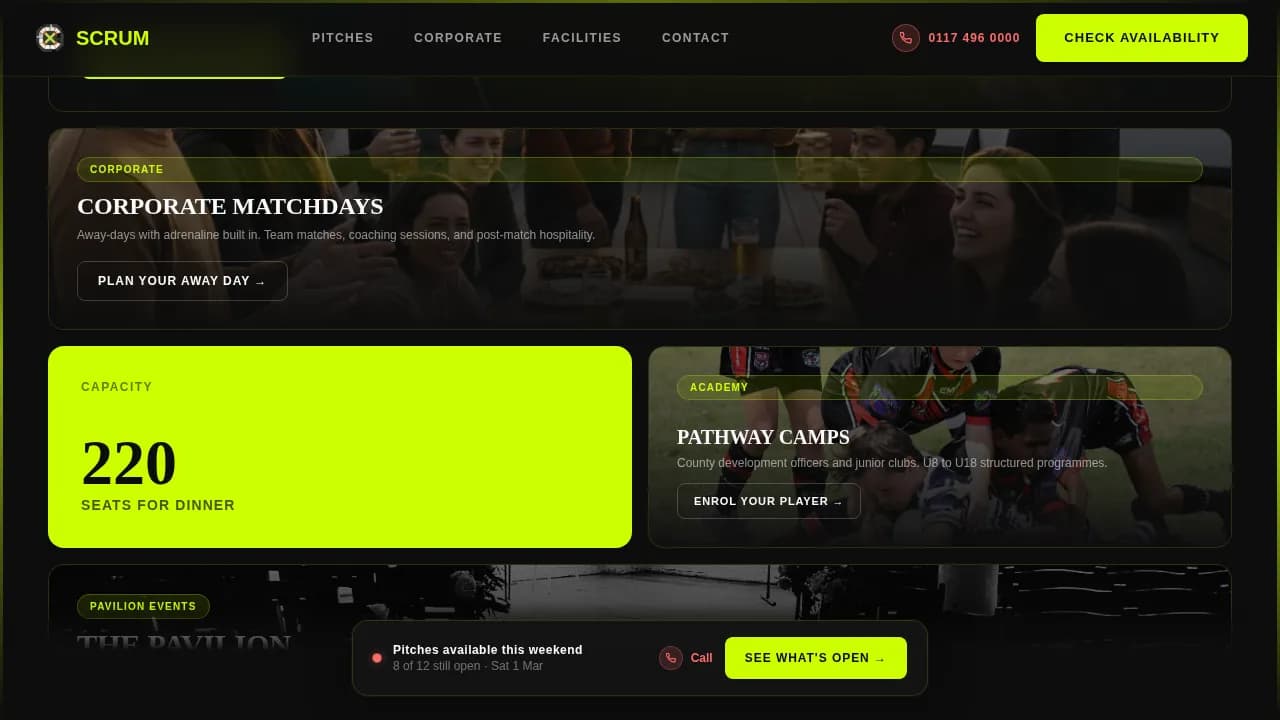 Rugby Booking Website Template