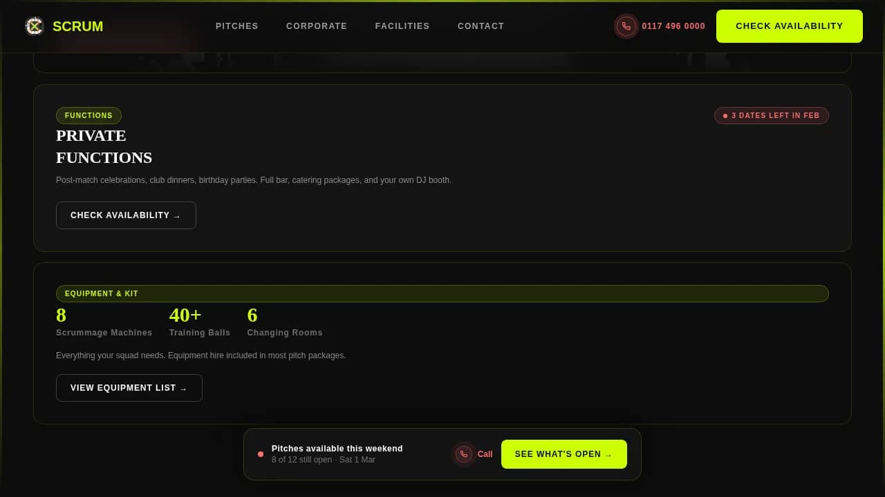 Rugby Booking Website Template